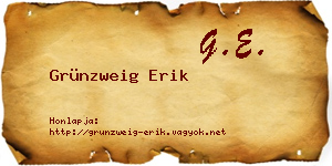 Grünzweig Erik névjegykártya